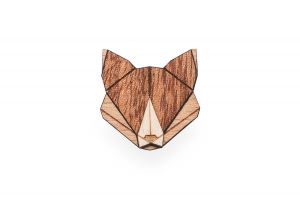 Dřevěná brož Fox Brooch