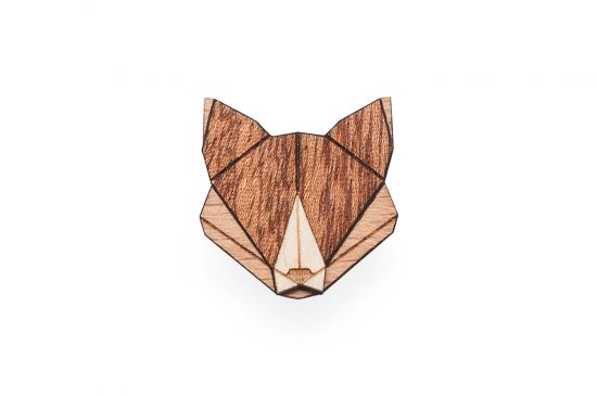Dřevěná brož Fox Brooch