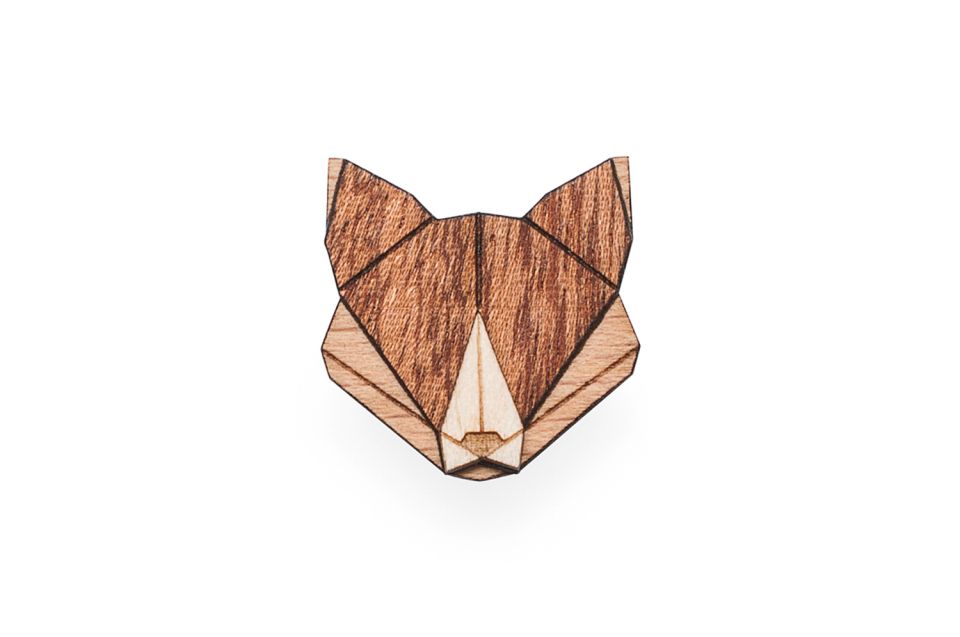 Luxusní dřevěná brož Fox Brooch