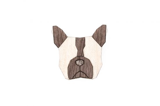 Dřevěná brož French Bulldog Brooch