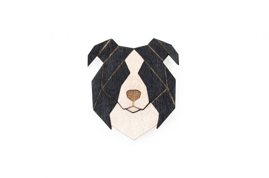 Dřevěná brož Border Collie Brooch