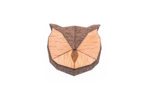 Dřevěná brož Owl Brooch