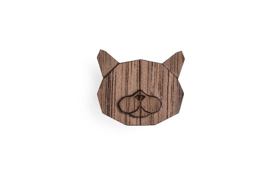 Dřevěná brož British Cat Brooch