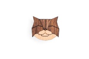 Dřevěná brož Persian Cat Brooch
