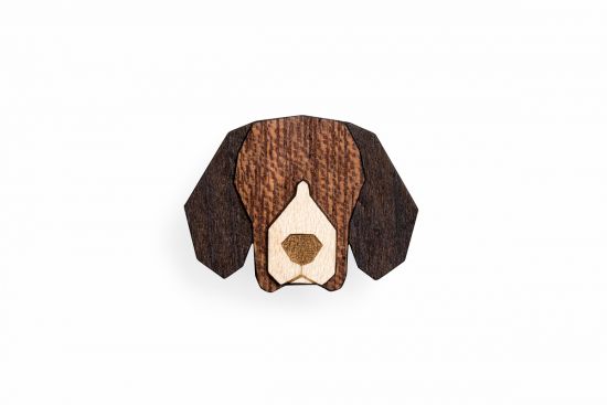 Dřevěná brož Beagle Brooch