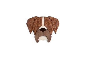 Dřevěná brož Boxer Brooch