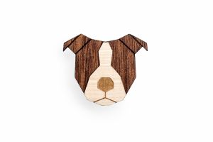 Dřevěná brož Staffordshire Bull Terrier Brooch