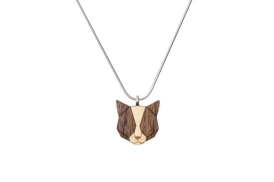 Dřevěný přívěsek Grey Cat Pendant