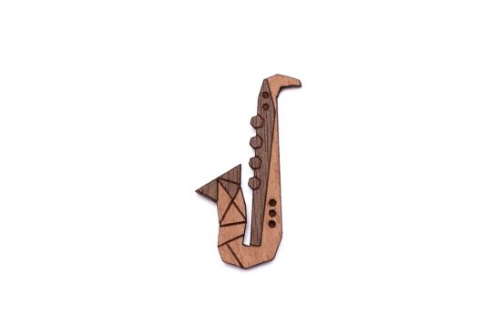 Dřevěná brož Saxophone Brooch