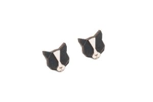  Dřevěné náušnice Black Cat Earrings