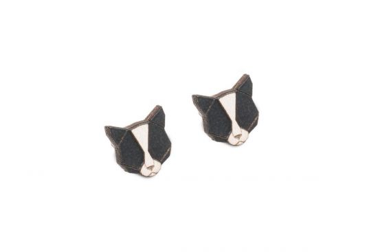 Dřevěné náušnice Black Cat Earrings