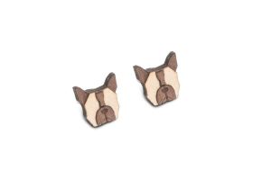Dřevěné náušnice French Bulldog Earrings