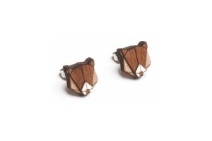 Dřevěné náušnice Bear Earrings