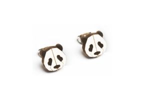 Dřevěné náušnice Panda Earrings