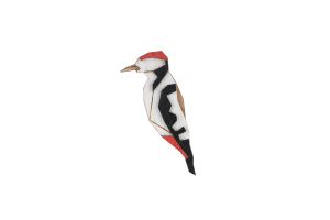 Dřevěná brož Woodpecker Brooch
