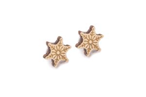 Dřevěné náušnice Snowflake Earrings