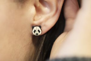 Dřevěné náušnice Panda Earrings