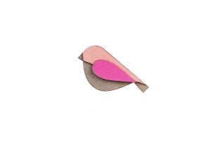 Dřevěná brož Pink Bird Brooch