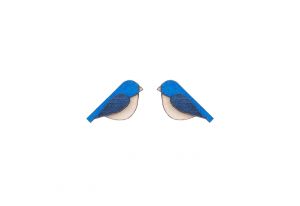 Dřevěné náušnice Blue Bird Earrings