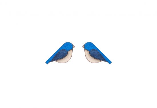  Dřevěné náušnice Blue Bird Earrings