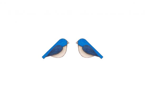 Dřevěné náušnice Blue Bird Earrings