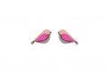Dřevěné náušnice Pink Bird Earrings