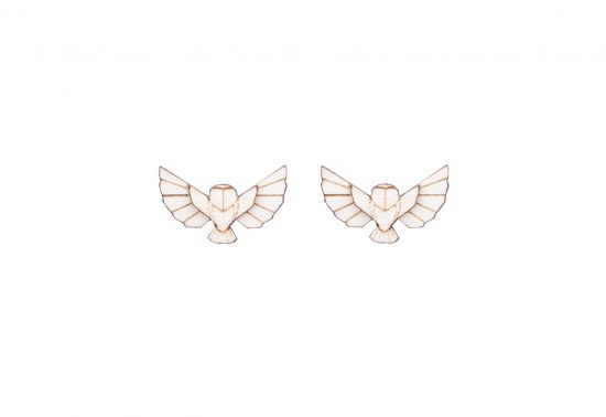 Dřevěné náušnice Snowy Owl Earrings