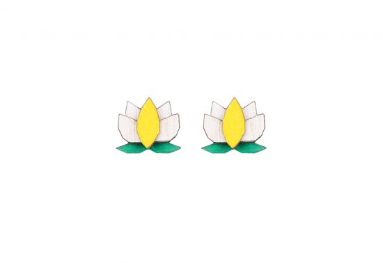 Dřevěné náušnice Yellow Lotus Earrings