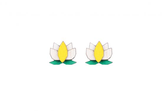 Dřevěné náušnice Yellow Lotus Earrings