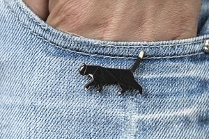 Dřevěná brož Walking Cat Brooch