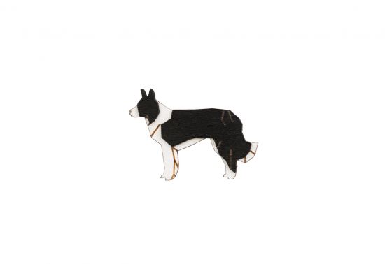 Dřevěná brož Walking Collie Brooch