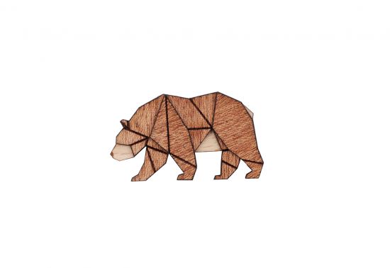 Dřevěná brož Walking Bear Brooch