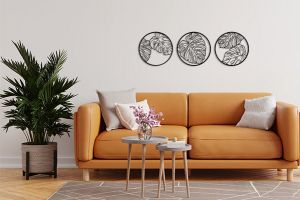 Dřevěná dekorace Monstera Wall Trio