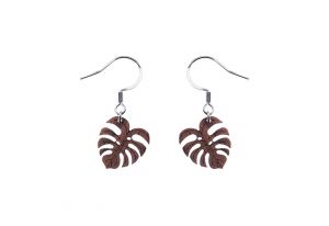 Dřevěné náušnice Monstera Earrings