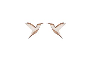 Dřevěné náušnice Natural Hummingbird Earrings