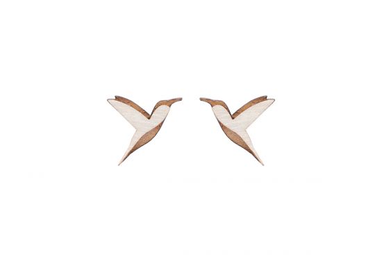 Dřevěné náušnice Natural Hummingbird Earrings