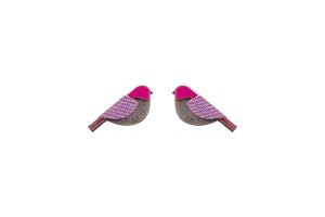 Dřevěné náušnice Purple Cutebird Earrings