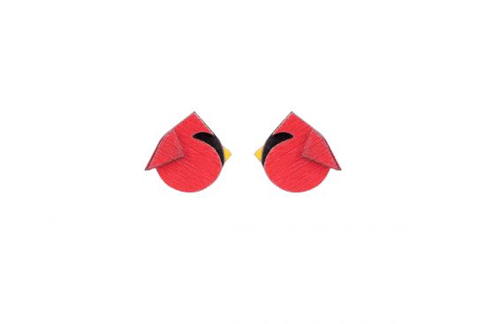 Dřevěné náušnice Red Cutebird Earrings
