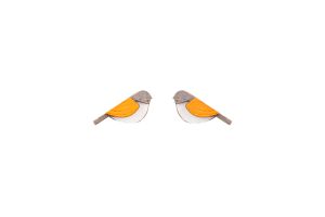 Dřevěné náušnice Orange Cutebird Earrings