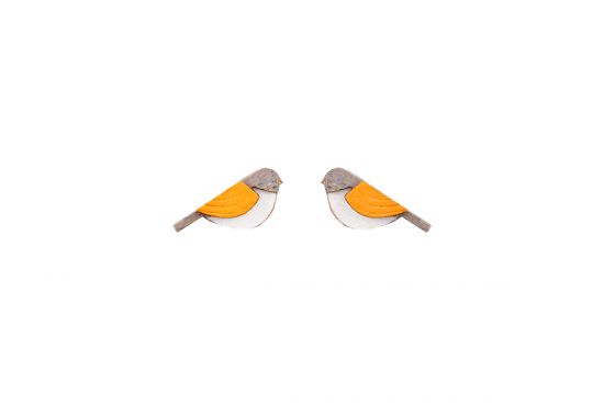 Dřevěné náušnice Orange Cutebird Earrings