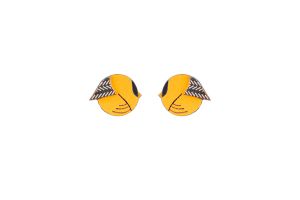Dřevěné náušnice Yellow Cutebird Earrings