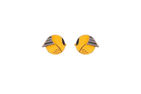 Dřevěné náušnice Yellow Cutebird Earrings