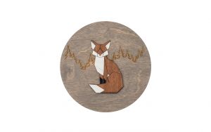 Dřevěná dekorace Dark Sitting Fox Wooden Image