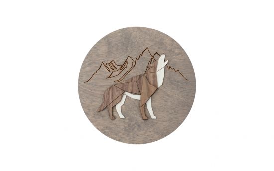 Dřevěná dekorace Dark Walking Wolf Wooden Image