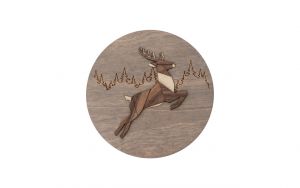 Dřevěná dekorace Dark Jumping Deer Wooden Image