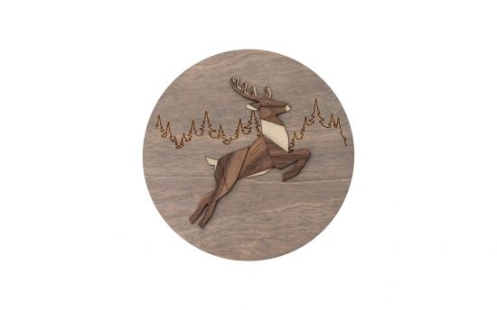 Dřevěná dekorace Dark Jumping Deer Wooden Image