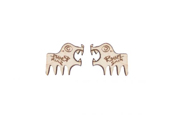 Dřevěné náušnice Rebel Skin Earrings 'Beast'