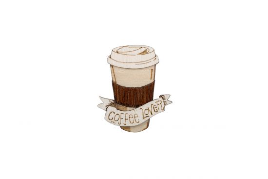 Dřevěná brož Coffee Lover Brooch