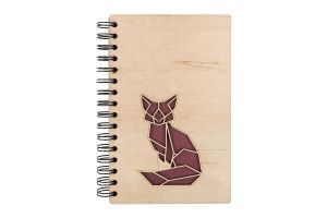 Dřevěný zápisník s liškou Sitting Fox A5