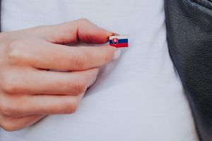 Dřevěná brož vlajka Slovensko